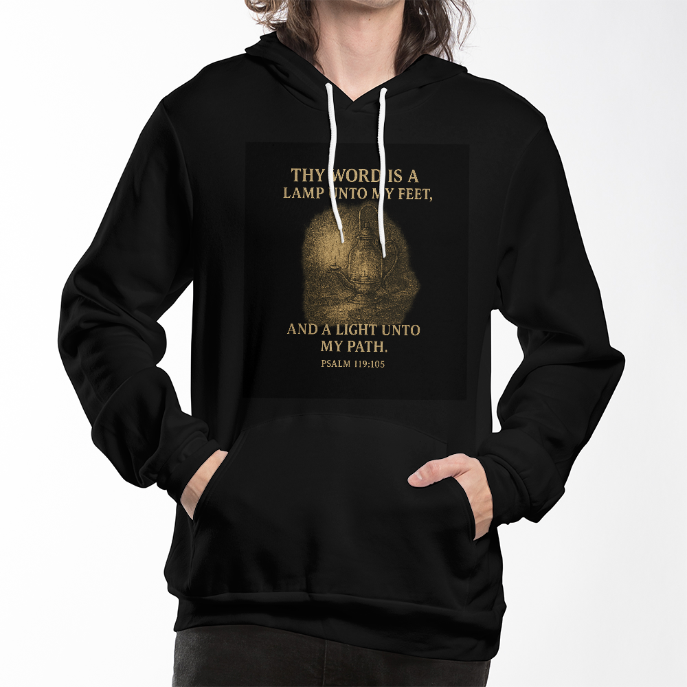 Thy Word Is a Lamp Hoodie – Psalm 119:105 Scripture Sweatshirt – Faith-Based Apparel for Men