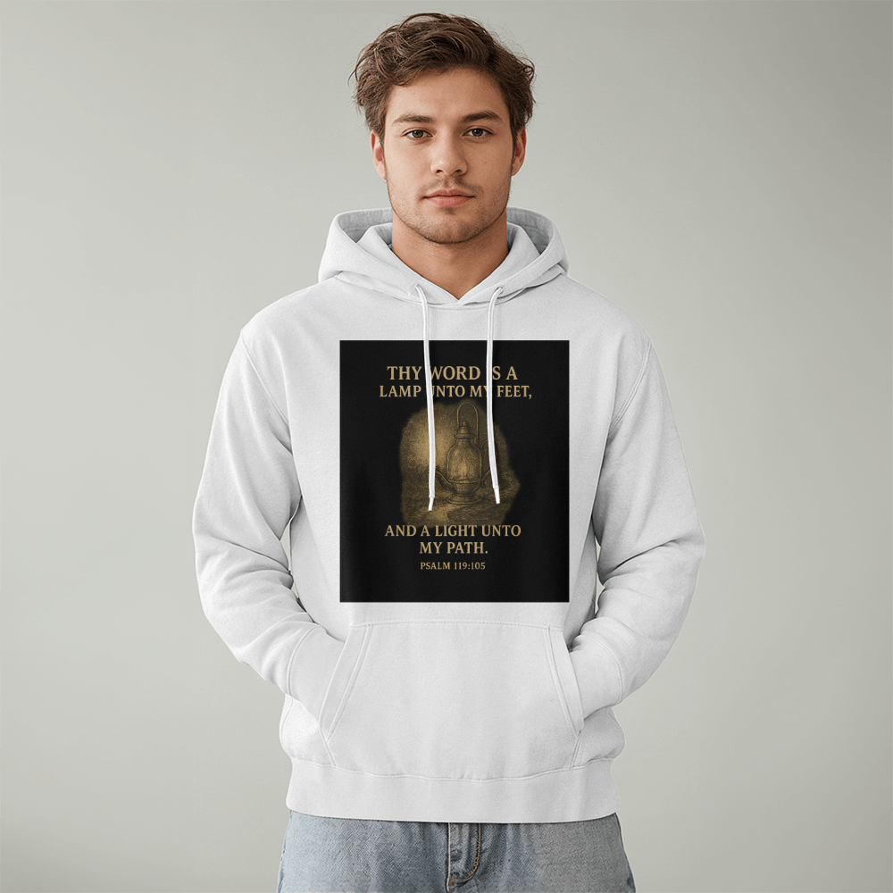 Thy Word Is a Lamp Hoodie – Psalm 119:105 Scripture Sweatshirt – Faith-Based Apparel for Men