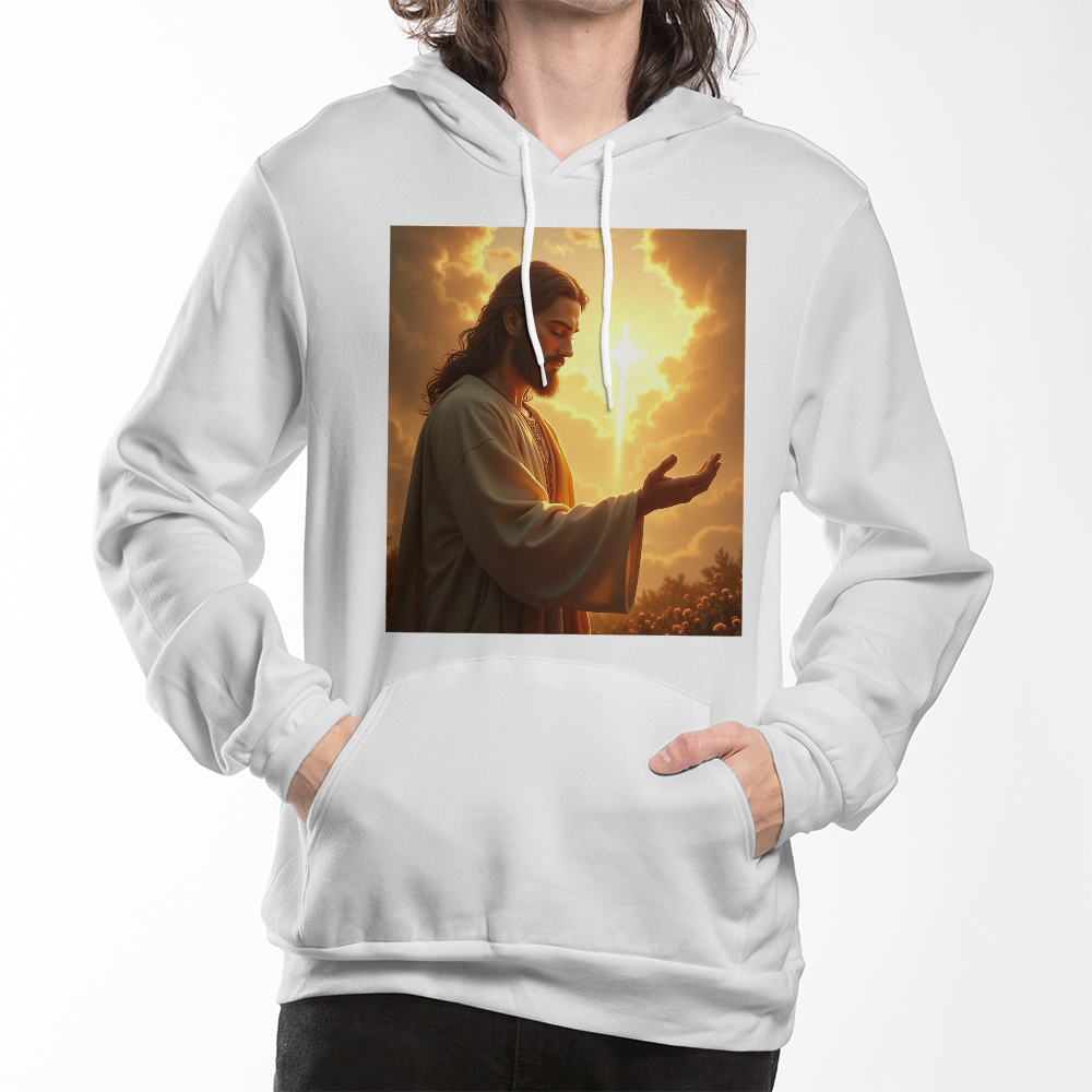 Hands of Compassion Hoodie – Jesus' Outstretched Embrace, Soft Cotton Comfort