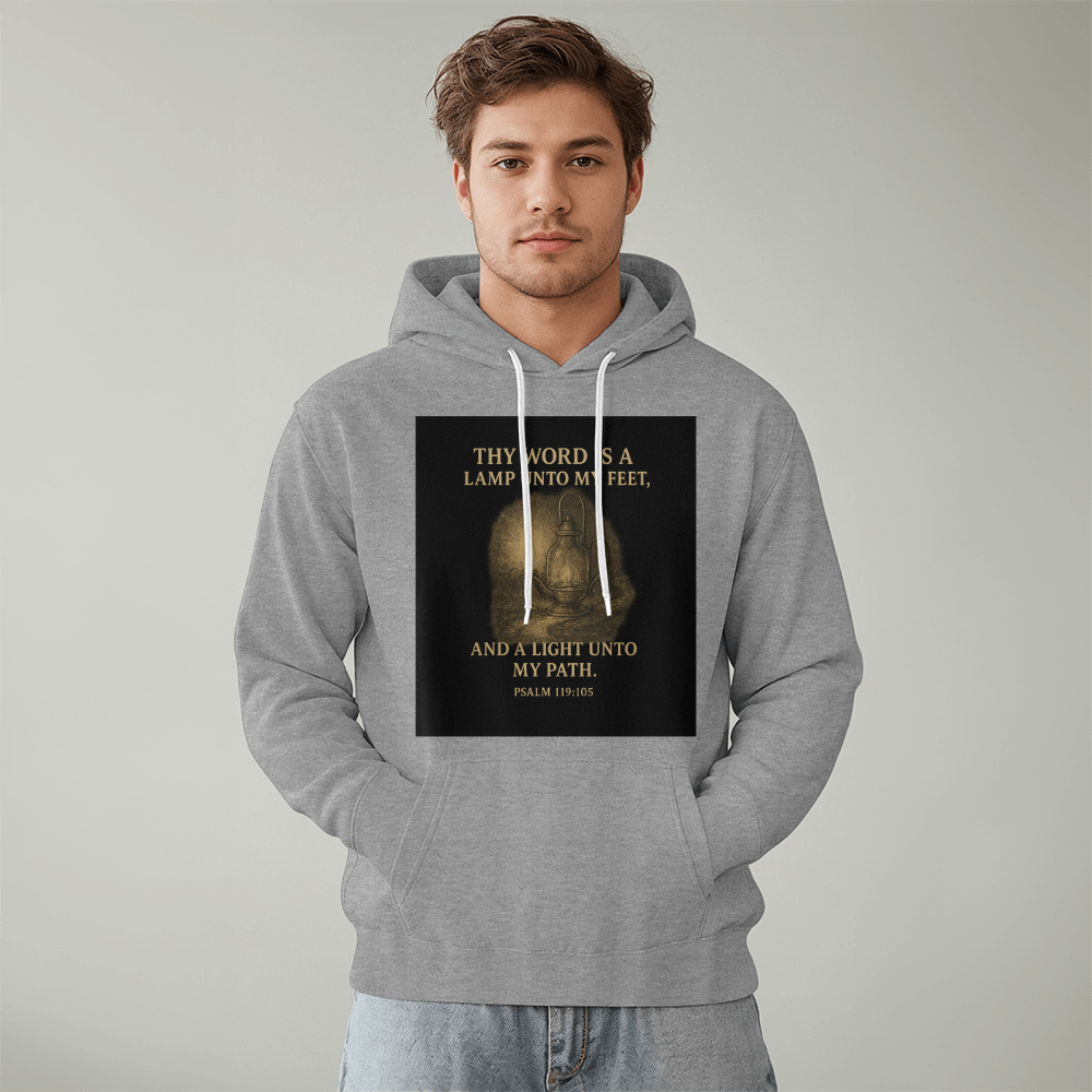 Thy Word Is a Lamp Hoodie – Psalm 119:105 Scripture Sweatshirt – Faith-Based Apparel for Men