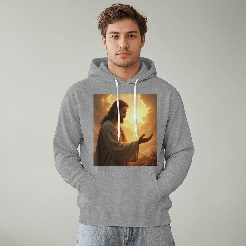 Hands of Compassion Hoodie – Jesus' Outstretched Embrace, Soft Cotton Comfort