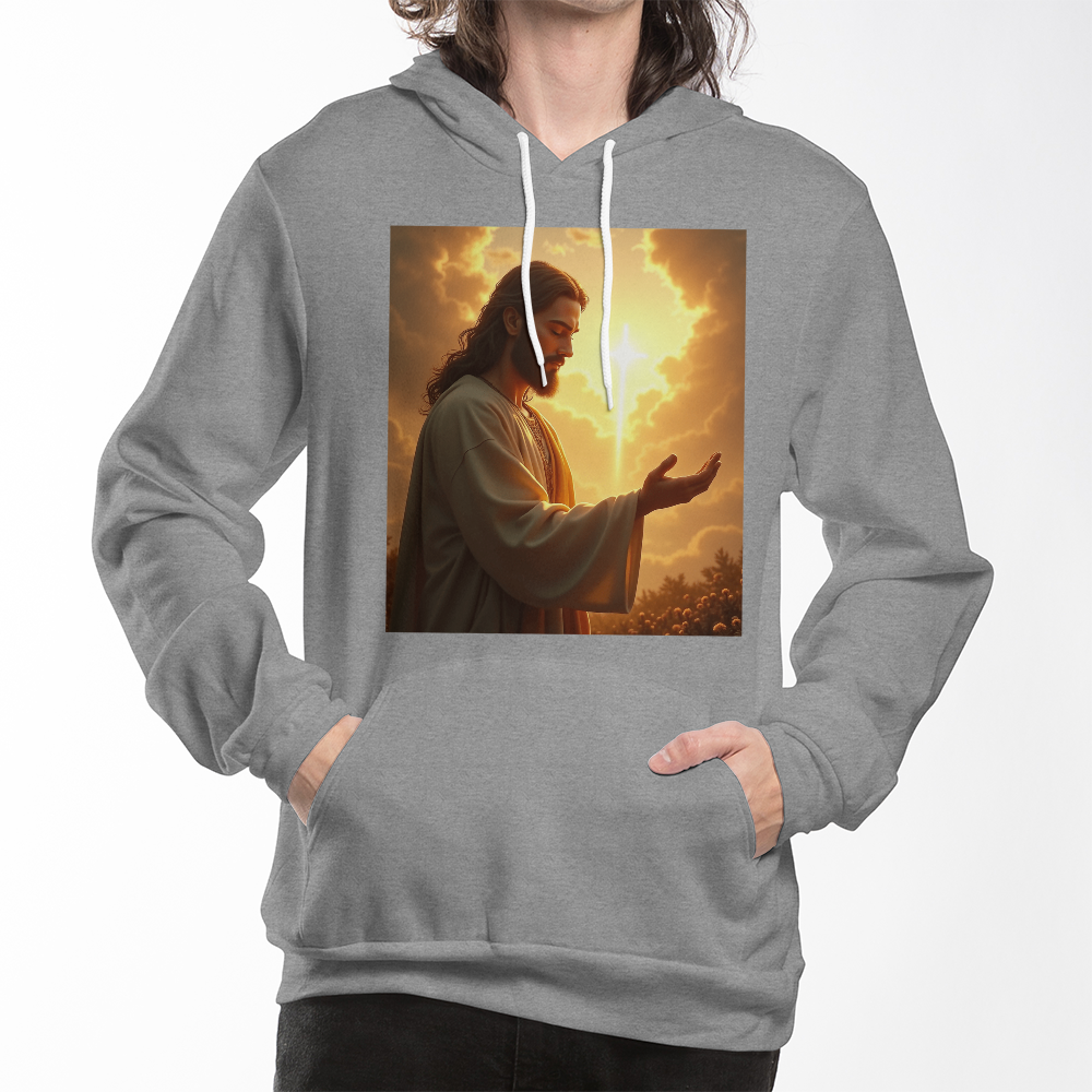 Hands of Compassion Hoodie – Jesus' Outstretched Embrace, Soft Cotton Comfort