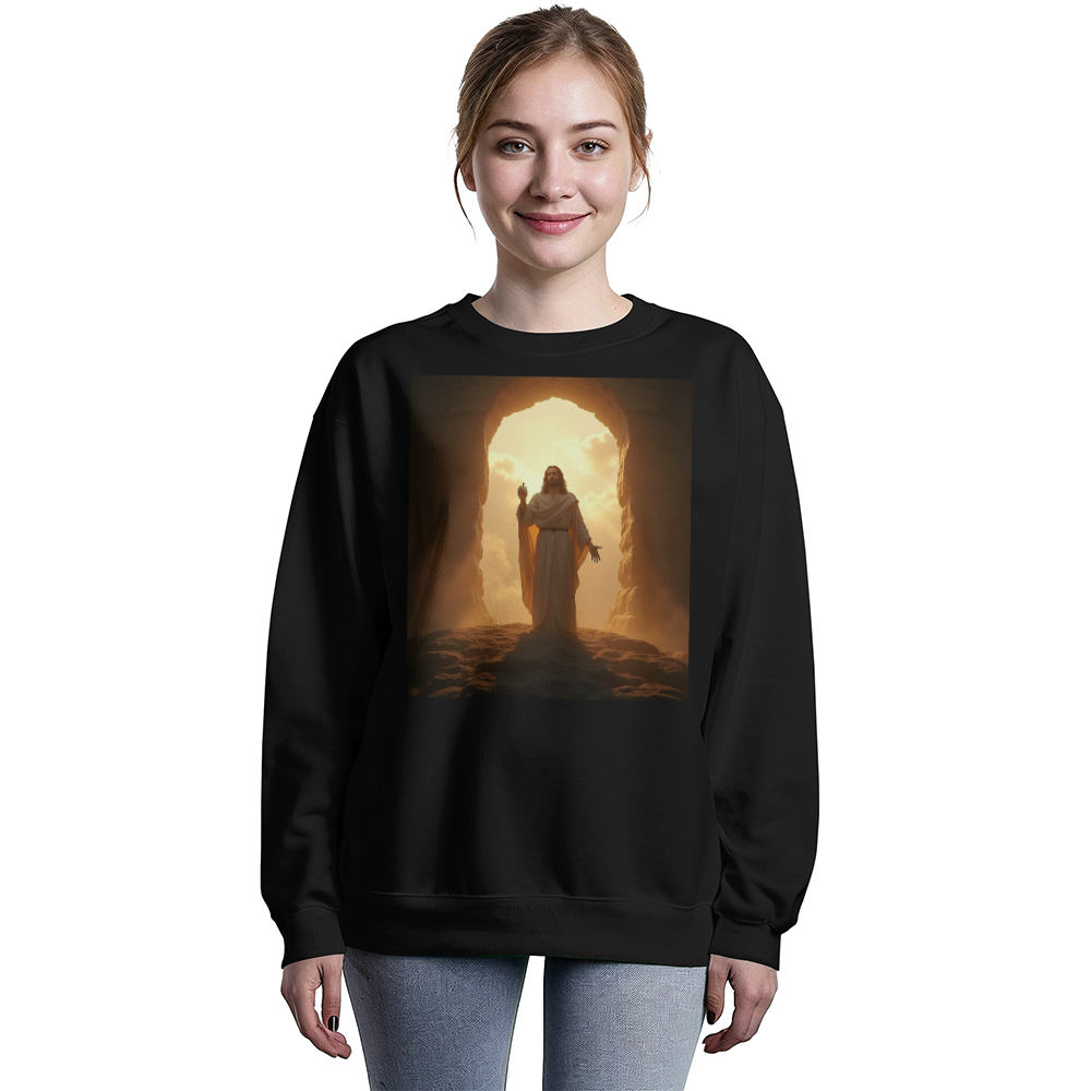 Resurrection of Jesus Crewneck – Embrace New Life, Soft Cotton Comfort