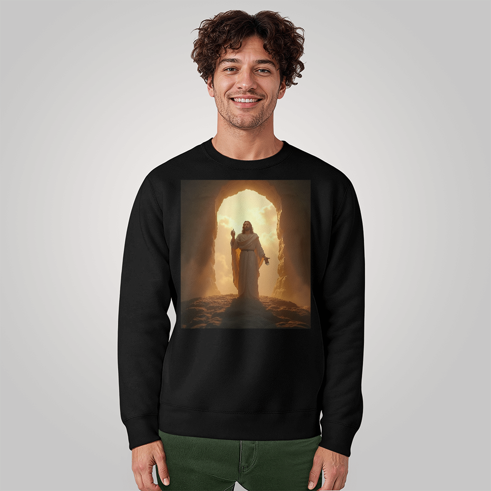 Resurrection of Jesus Crewneck – Embrace New Life, Soft Cotton Comfort