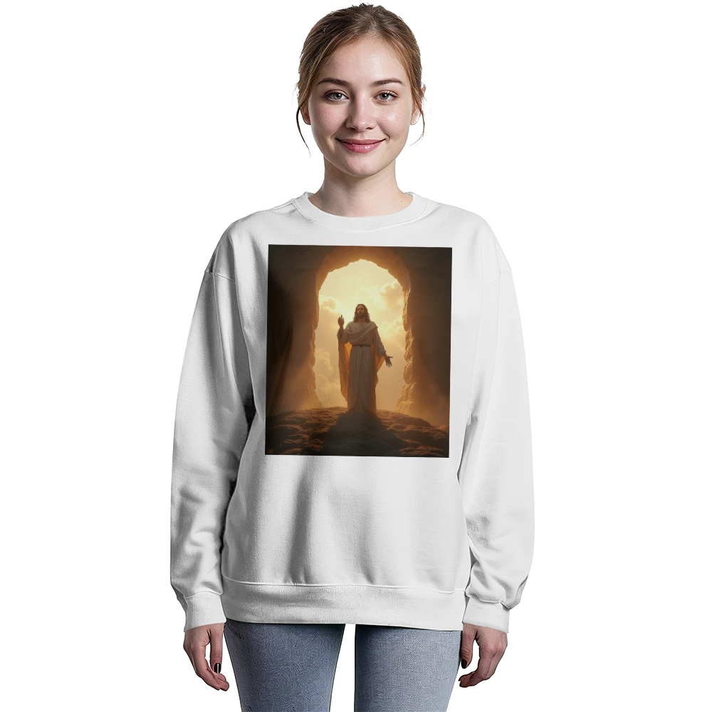 Resurrection of Jesus Crewneck – Embrace New Life, Soft Cotton Comfort