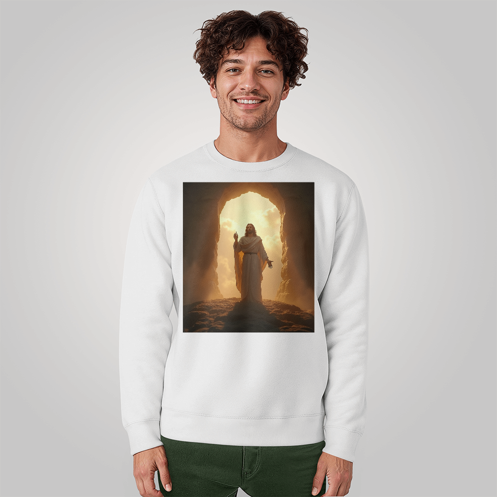 Resurrection of Jesus Crewneck – Embrace New Life, Soft Cotton Comfort