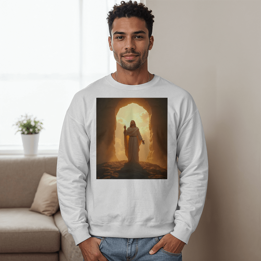 Resurrection of Jesus Crewneck – Embrace New Life, Soft Cotton Comfort