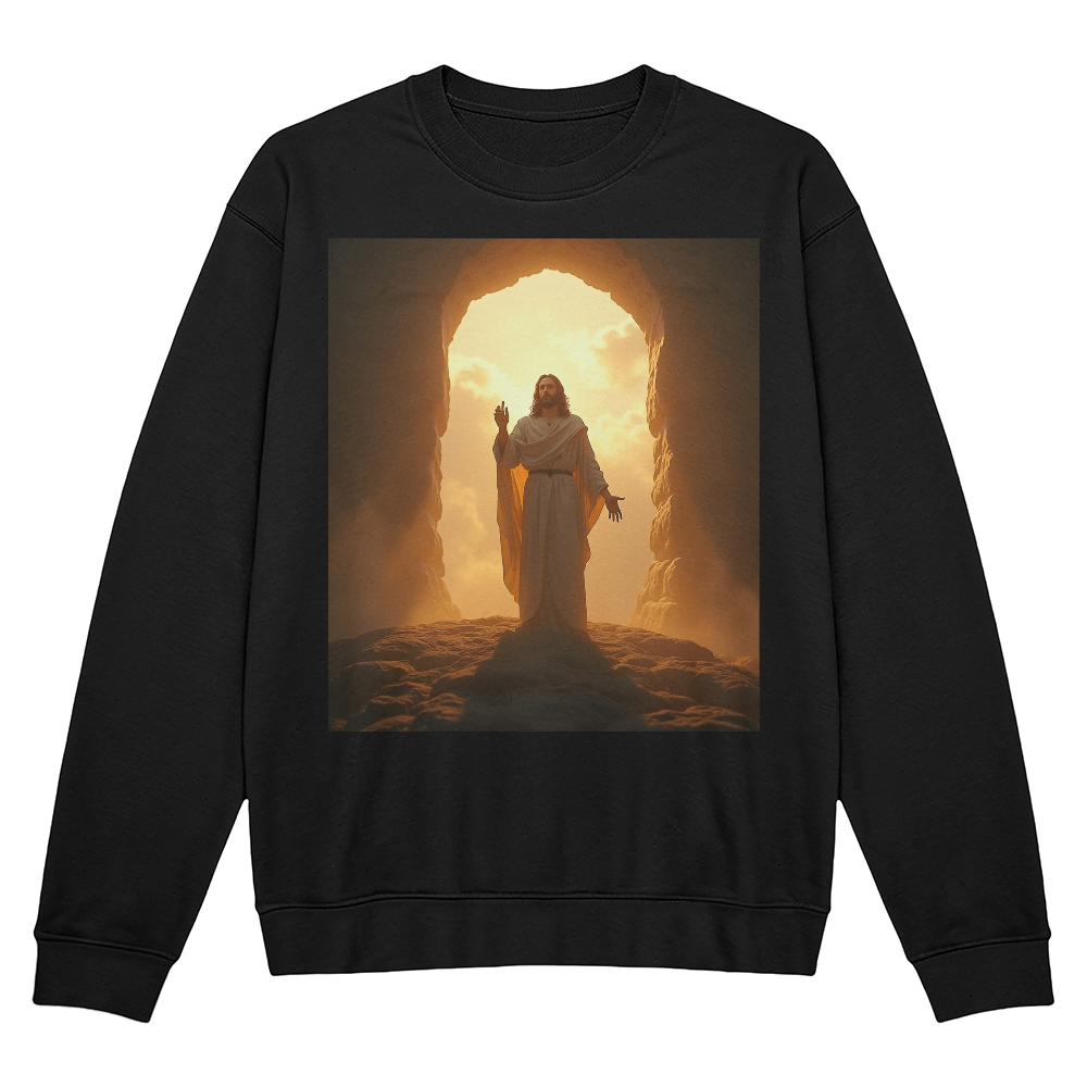 Resurrection of Jesus Crewneck – Embrace New Life, Soft Cotton Comfort