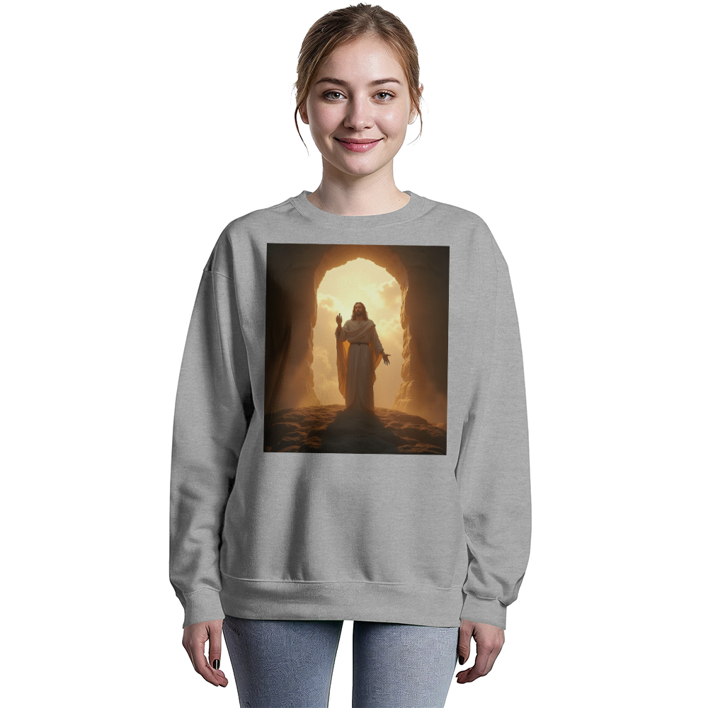 Resurrection of Jesus Crewneck – Embrace New Life, Soft Cotton Comfort