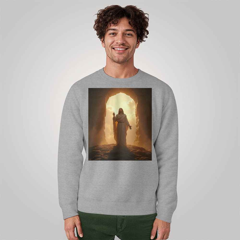 Resurrection of Jesus Crewneck – Embrace New Life, Soft Cotton Comfort