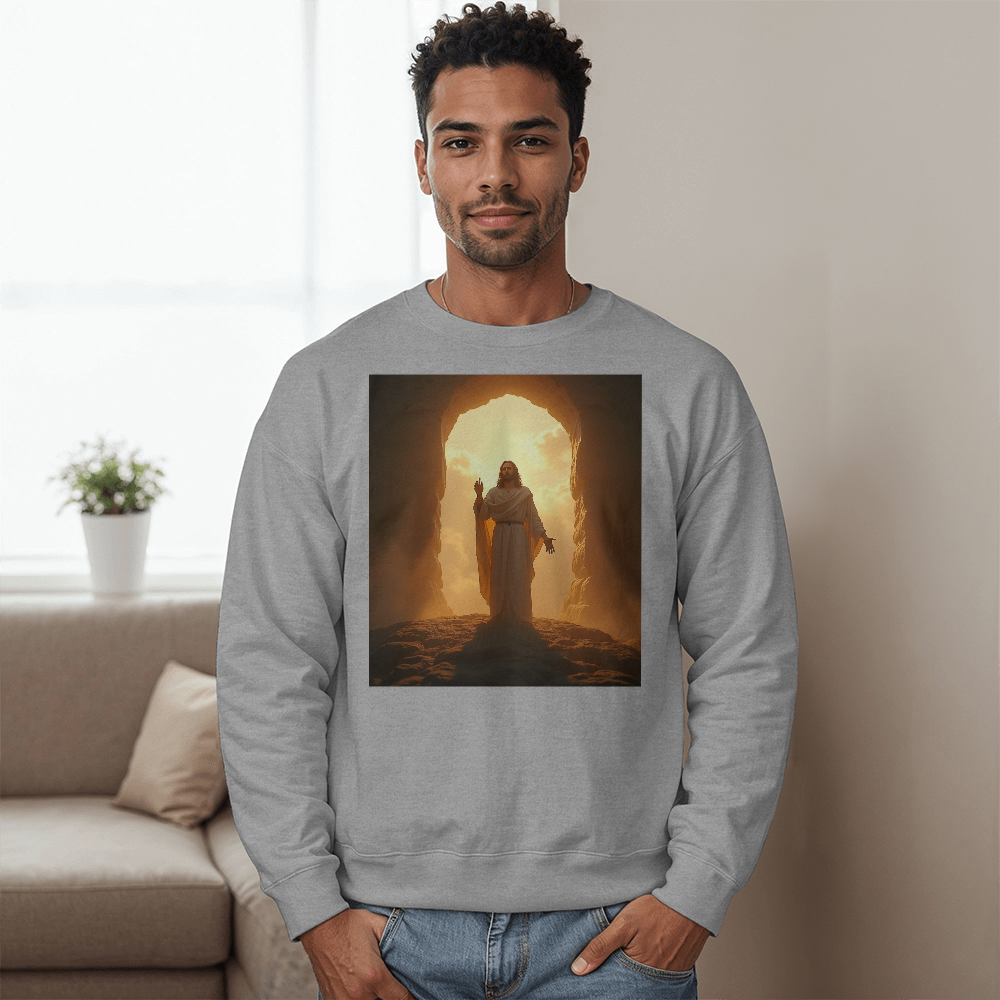 Resurrection of Jesus Crewneck – Embrace New Life, Soft Cotton Comfort