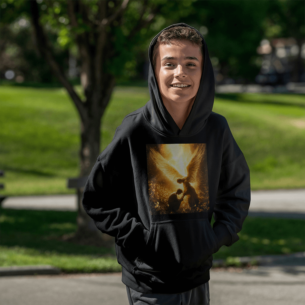 Guardian Angel Teen Hoodie– A Heavenly Guardian for Teenagers, Comfort and Faithful Protection