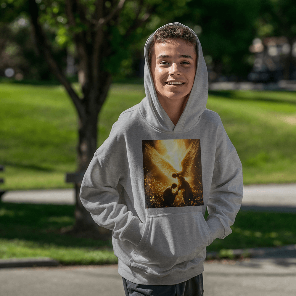 Guardian Angel Teen Hoodie– A Heavenly Guardian for Teenagers, Comfort and Faithful Protection