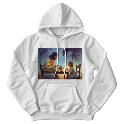 Divine Serenity Amidst Darkness  Hoodie – A Visionary Design for Fearless Hearts