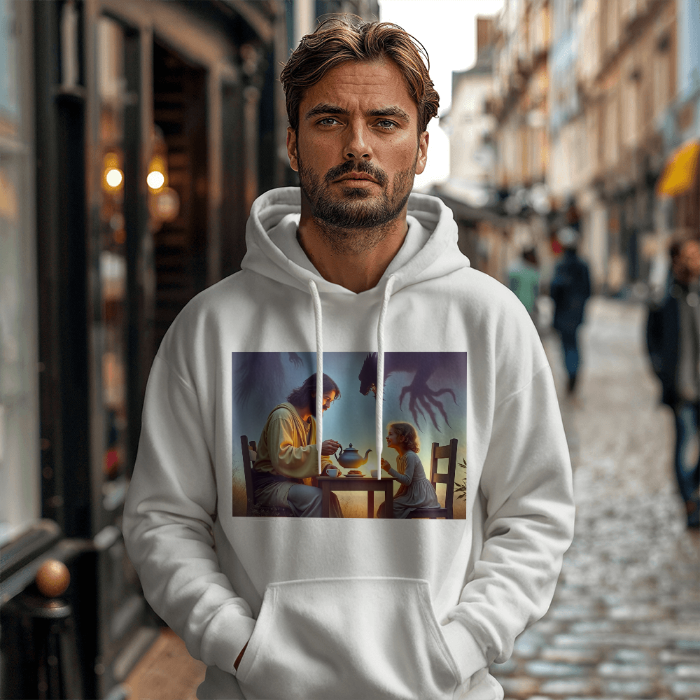 Divine Serenity Amidst Darkness  Hoodie – A Visionary Design for Fearless Hearts