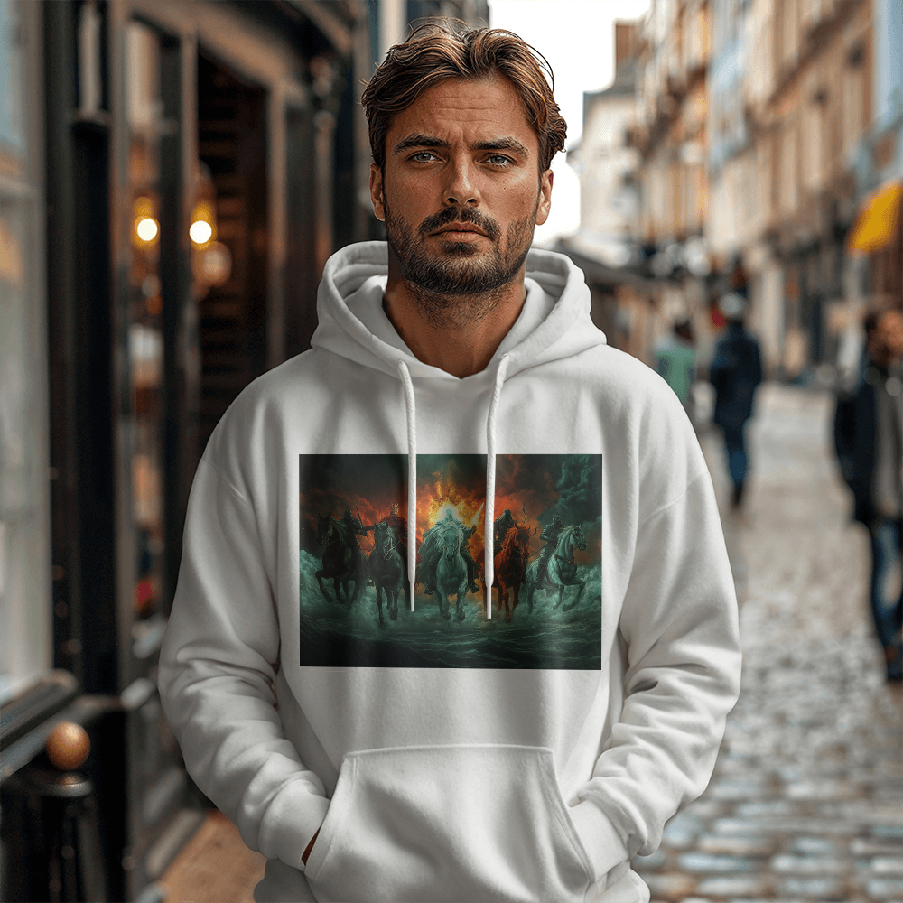 The Four Horsemen Hoodie – Riders of the Apocalypse, Bringers of Destiny A Bold and Fearless Design for Visionary Souls