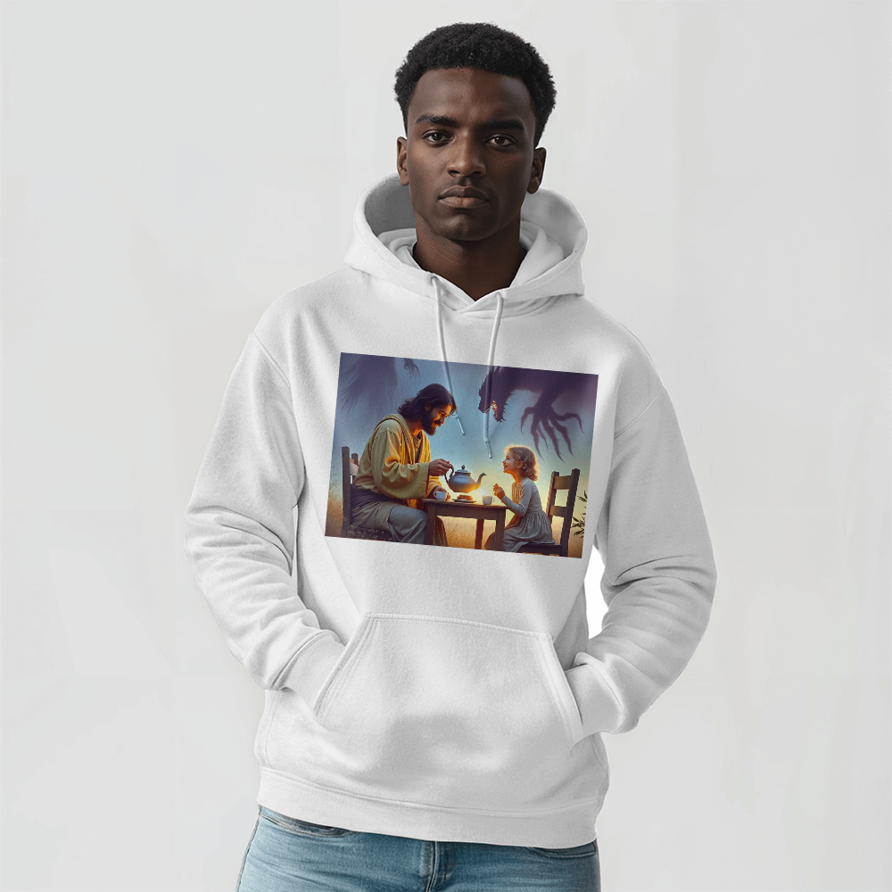 Divine Serenity Amidst Darkness  Hoodie – A Visionary Design for Fearless Hearts