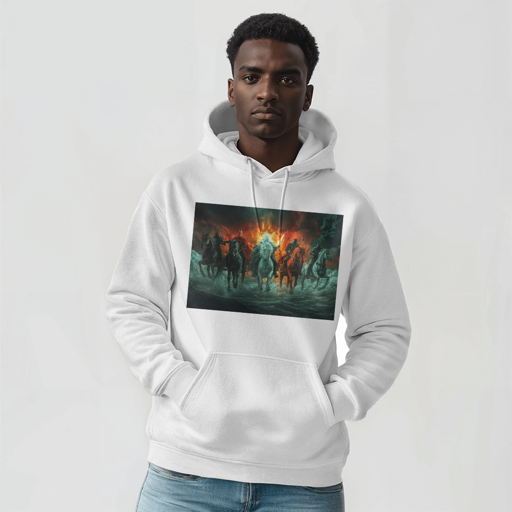 The Four Horsemen Hoodie – Riders of the Apocalypse, Bringers of Destiny A Bold and Fearless Design for Visionary Souls