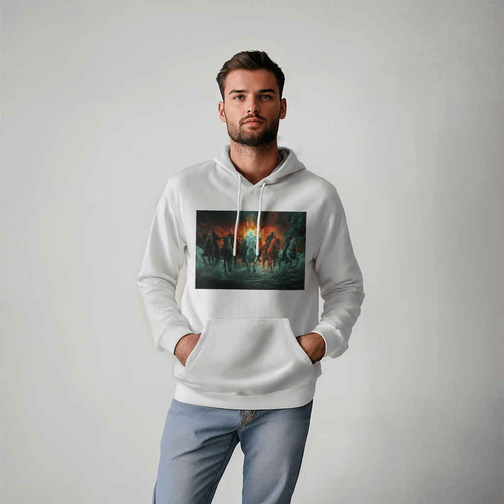 The Four Horsemen Hoodie – Riders of the Apocalypse, Bringers of Destiny A Bold and Fearless Design for Visionary Souls