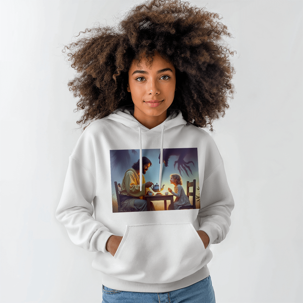 Divine Serenity Amidst Darkness  Hoodie – A Visionary Design for Fearless Hearts