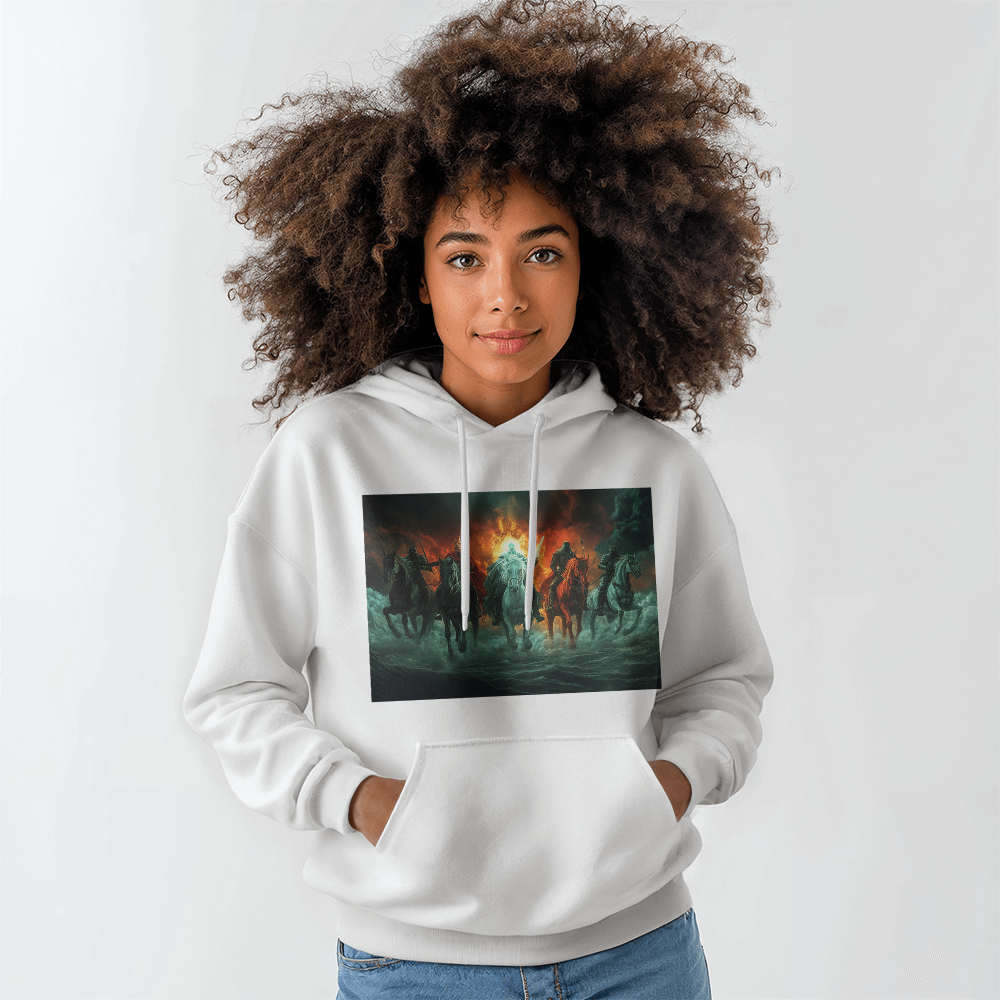 The Four Horsemen Hoodie – Riders of the Apocalypse, Bringers of Destiny A Bold and Fearless Design for Visionary Souls