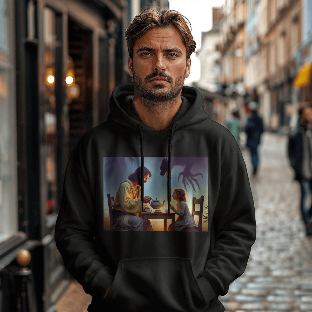 Divine Serenity Amidst Darkness  Hoodie – A Visionary Design for Fearless Hearts