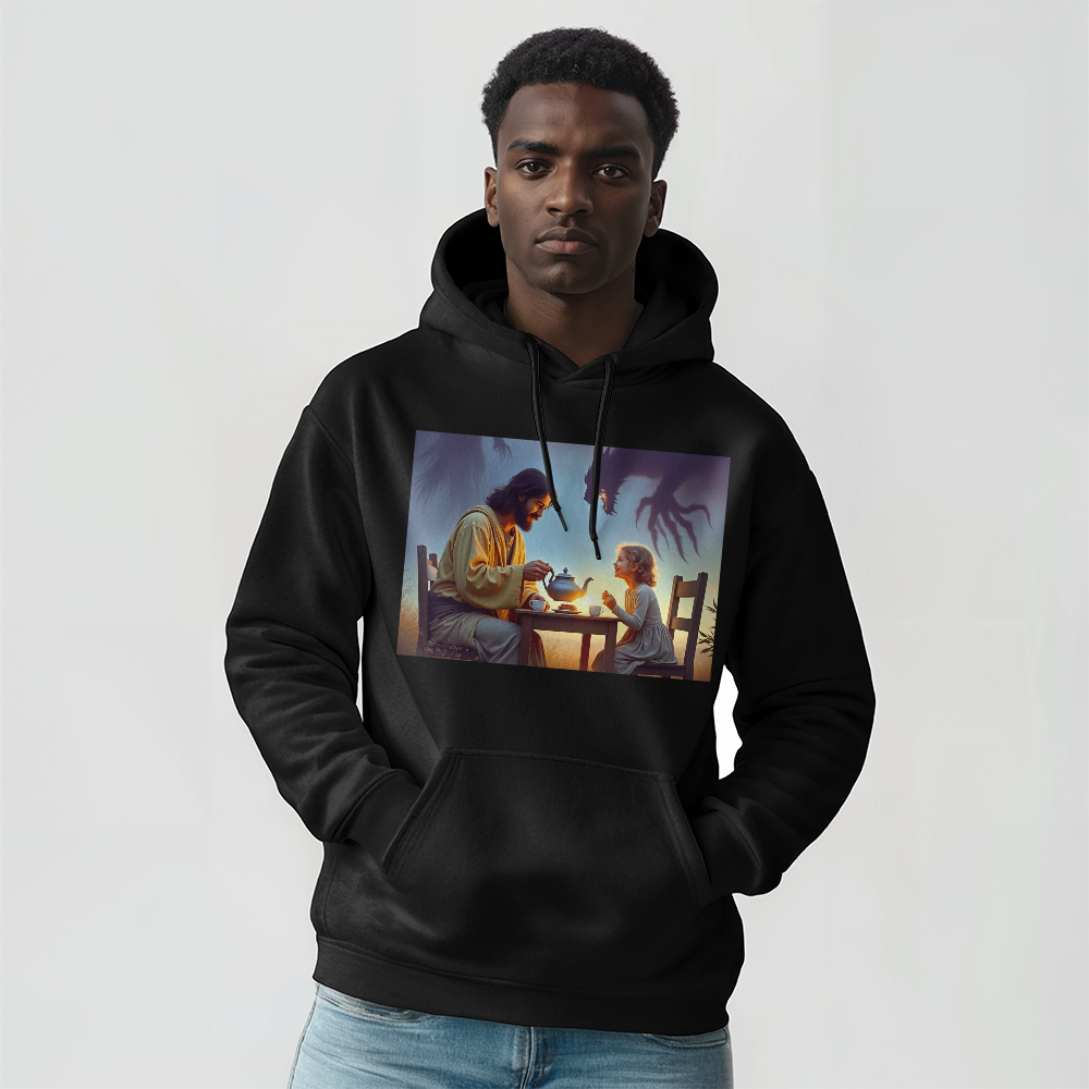 Divine Serenity Amidst Darkness  Hoodie – A Visionary Design for Fearless Hearts