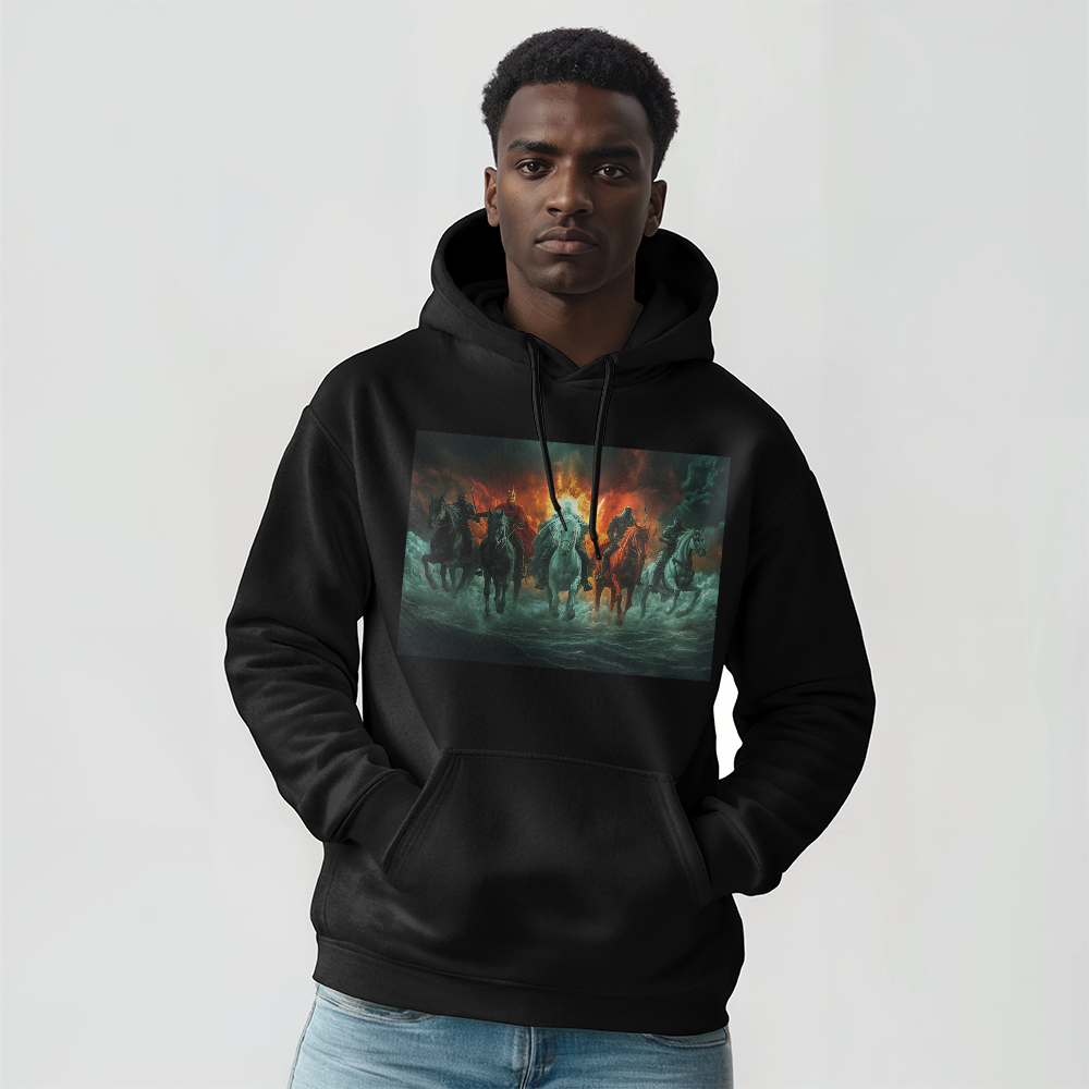 The Four Horsemen Hoodie – Riders of the Apocalypse, Bringers of Destiny A Bold and Fearless Design for Visionary Souls