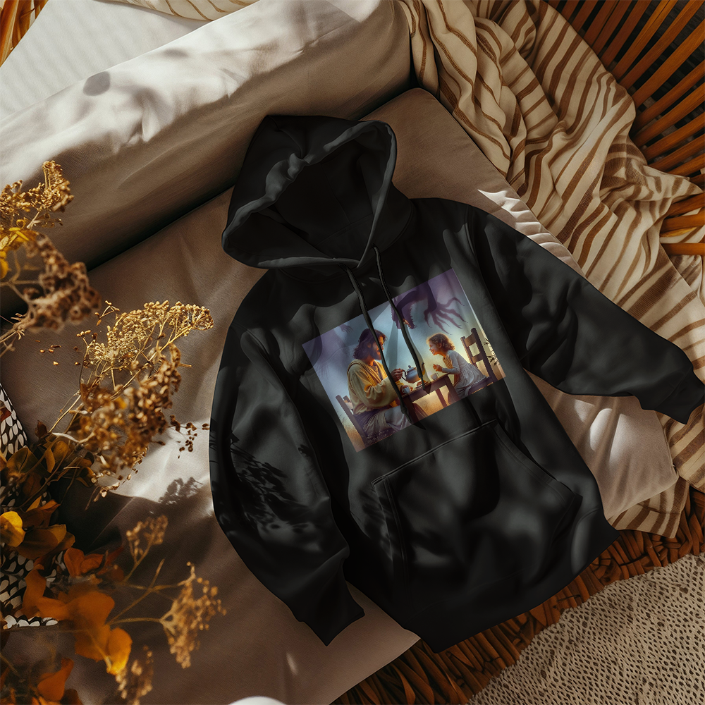 Divine Serenity Amidst Darkness  Hoodie – A Visionary Design for Fearless Hearts