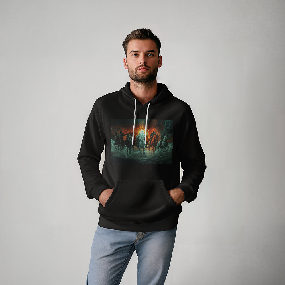 The Four Horsemen Hoodie – Riders of the Apocalypse, Bringers of Destiny A Bold and Fearless Design for Visionary Souls