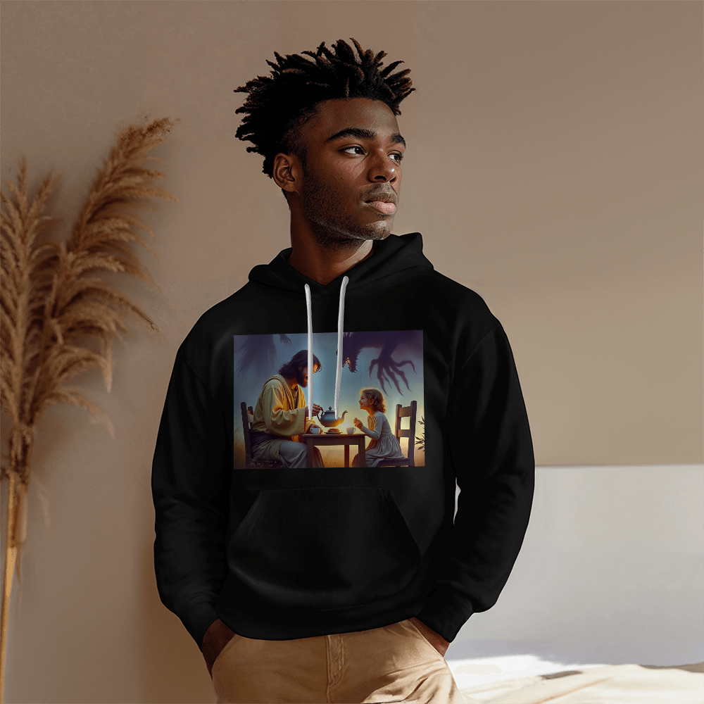 Divine Serenity Amidst Darkness  Hoodie – A Visionary Design for Fearless Hearts