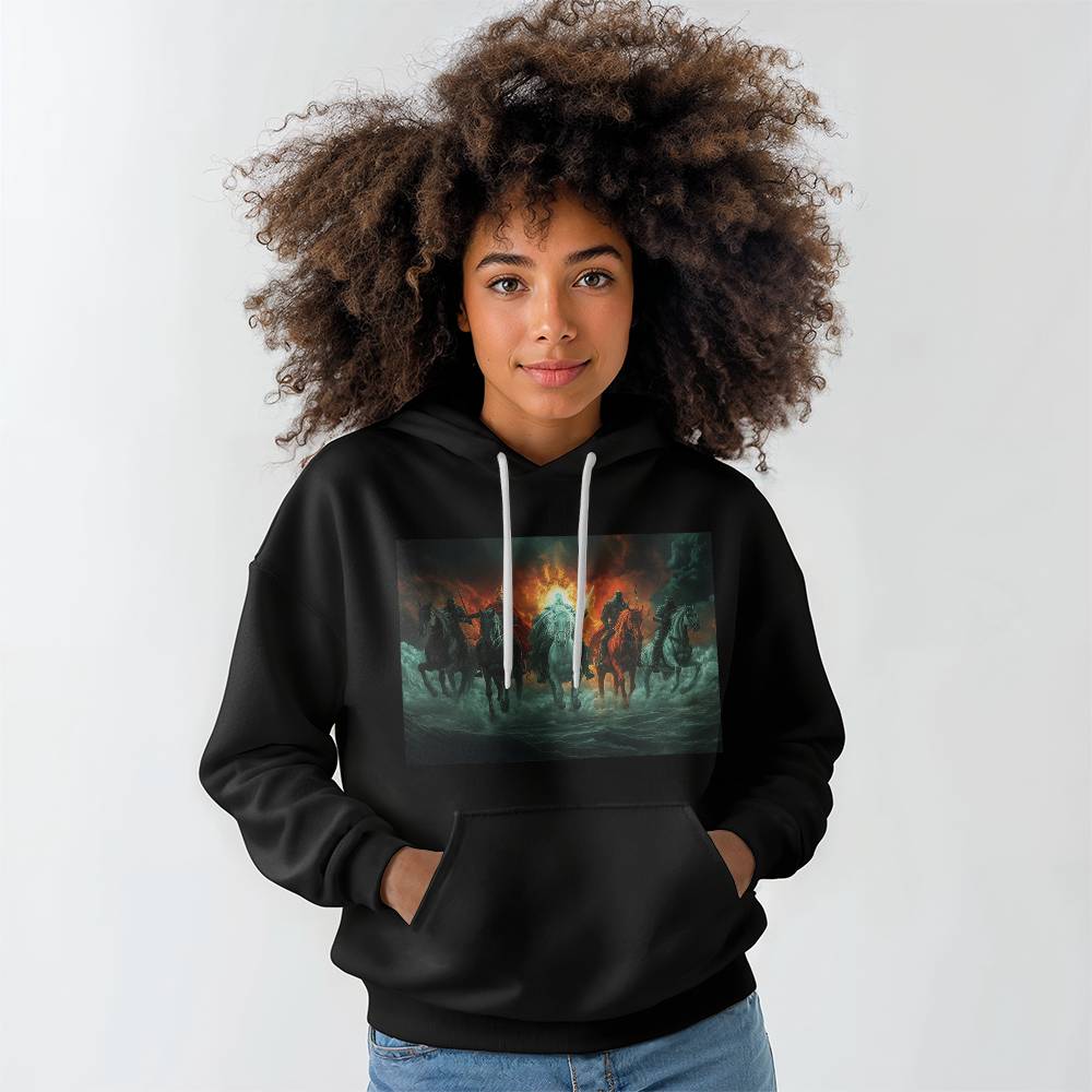 The Four Horsemen Hoodie – Riders of the Apocalypse, Bringers of Destiny A Bold and Fearless Design for Visionary Souls