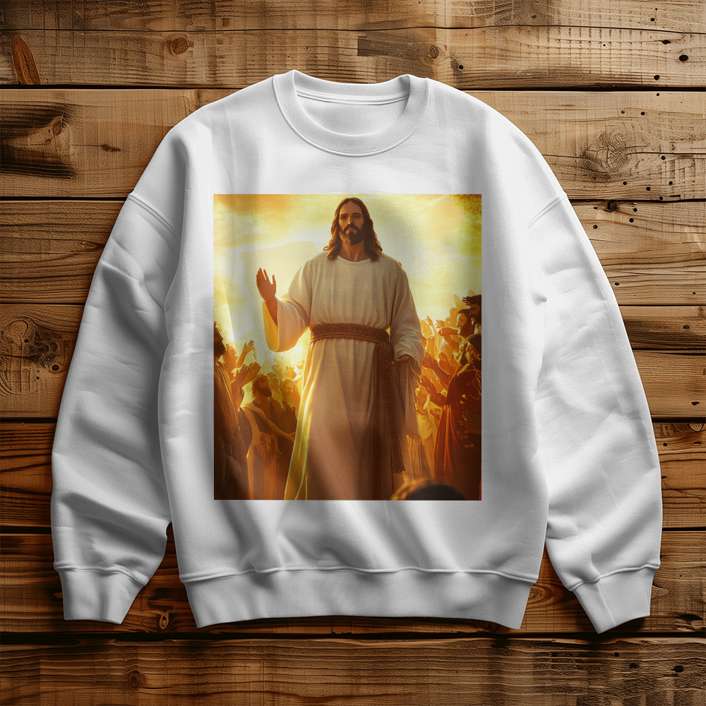 Glorious Savior Sweatshirt – Premium Cotton, Divine Presence Design, A Testament of Faith and Light