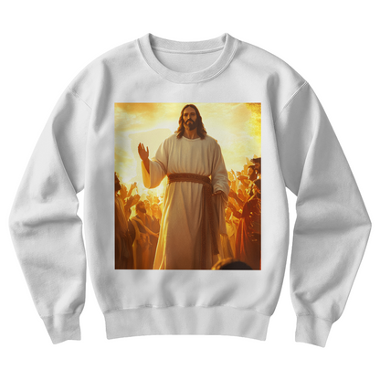 Glorious Savior Sweatshirt – Premium Cotton, Divine Presence Design, A Testament of Faith and Light