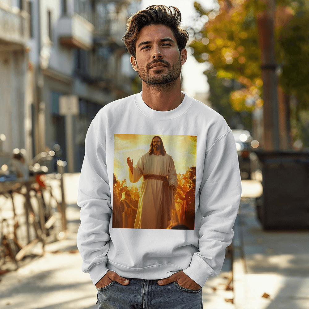 Glorious Savior Sweatshirt – Premium Cotton, Divine Presence Design, A Testament of Faith and Light