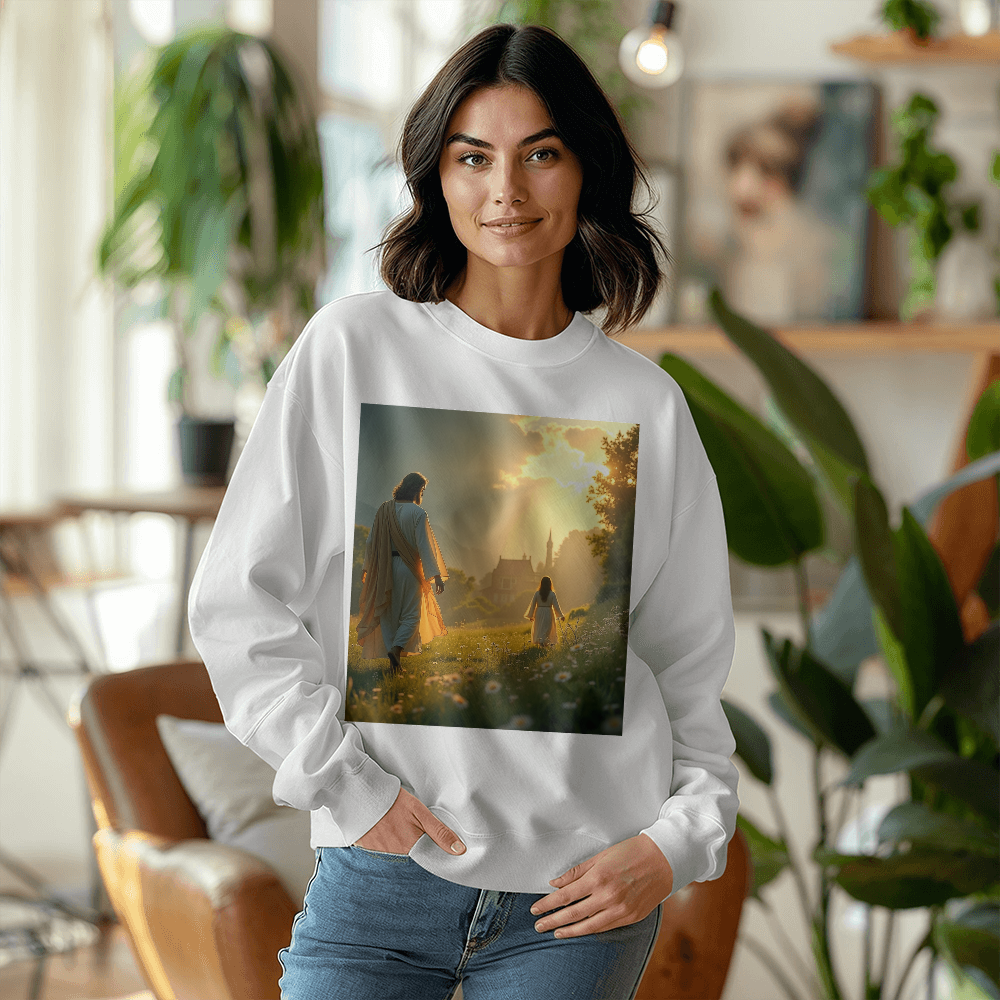 Companionship of Jesus Crewneck – Soft Cotton, Path of Faith, Divine Love