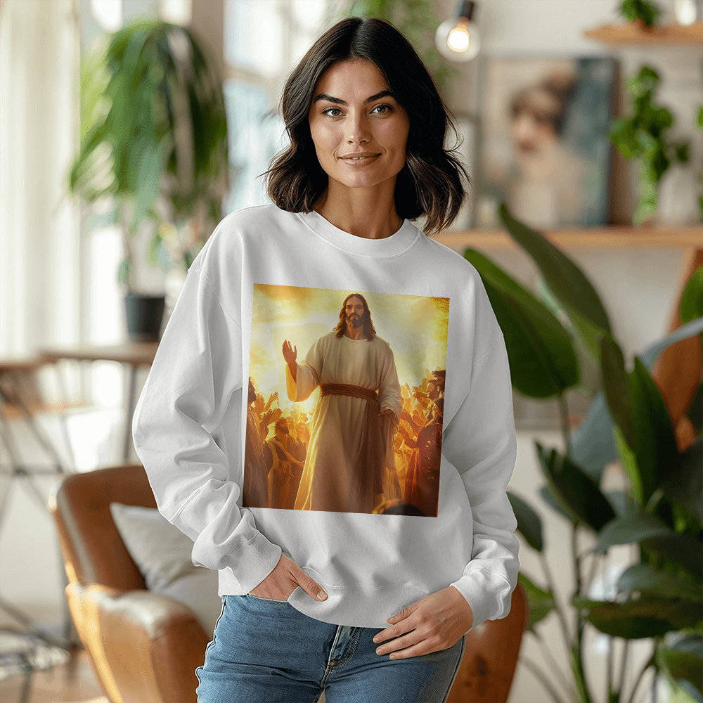 Glorious Savior Sweatshirt – Premium Cotton, Divine Presence Design, A Testament of Faith and Light