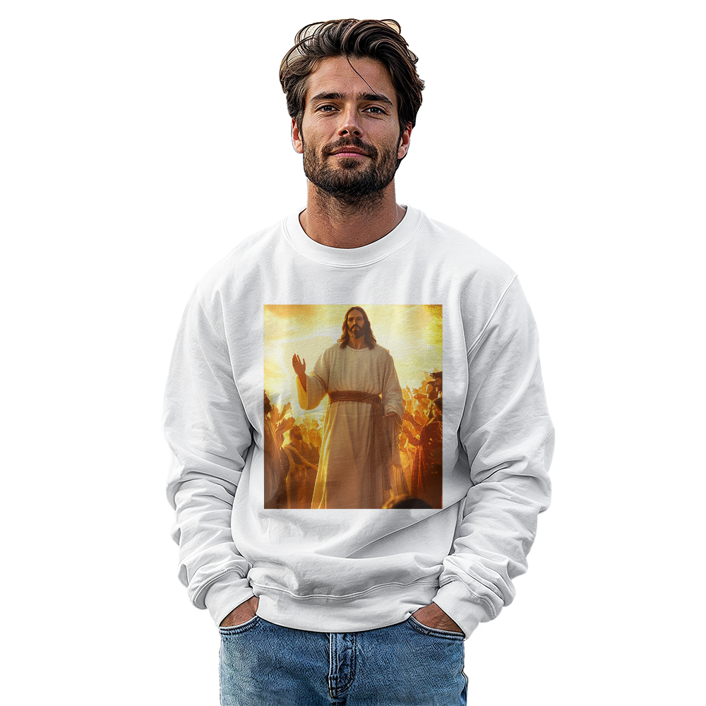 Glorious Savior Sweatshirt – Premium Cotton, Divine Presence Design, A Testament of Faith and Light