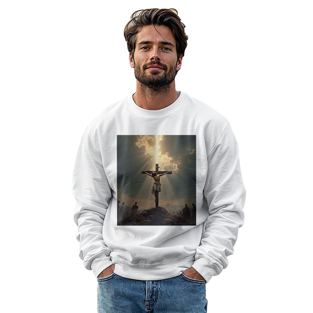 Divine Sacrifice Crewneck – Premium Cotton, Crucifixion Art, A Tribute to Faith and Redemption