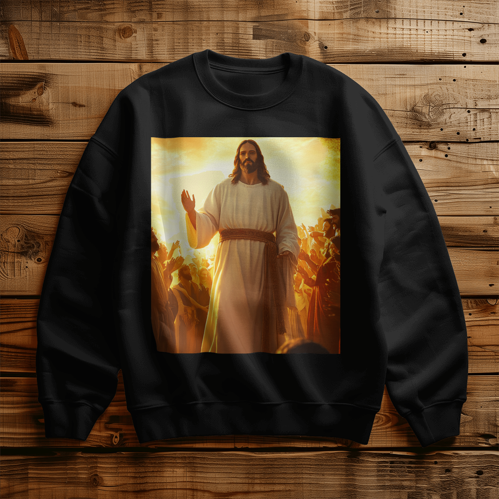 Glorious Savior Sweatshirt – Premium Cotton, Divine Presence Design, A Testament of Faith and Light