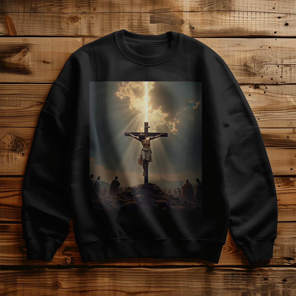 Divine Sacrifice Crewneck – Premium Cotton, Crucifixion Art, A Tribute to Faith and Redemption