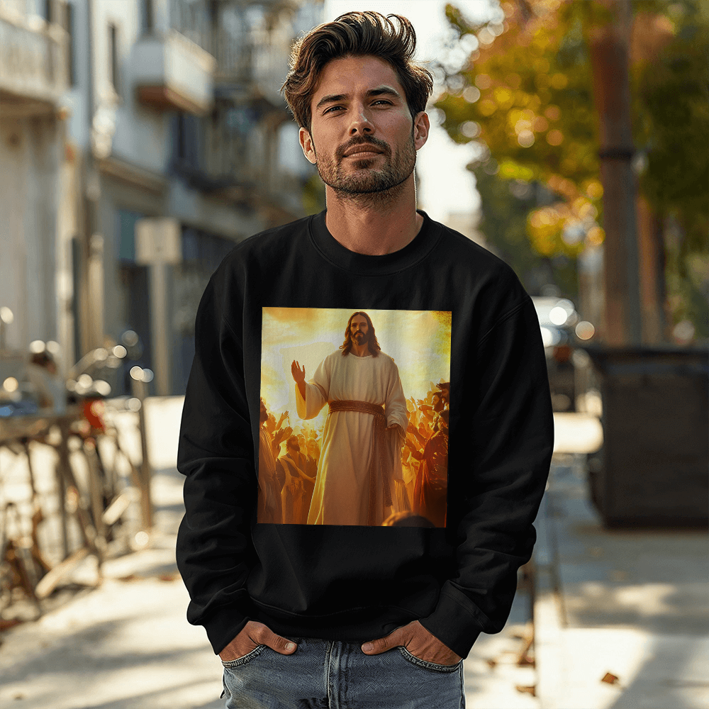 Glorious Savior Sweatshirt – Premium Cotton, Divine Presence Design, A Testament of Faith and Light