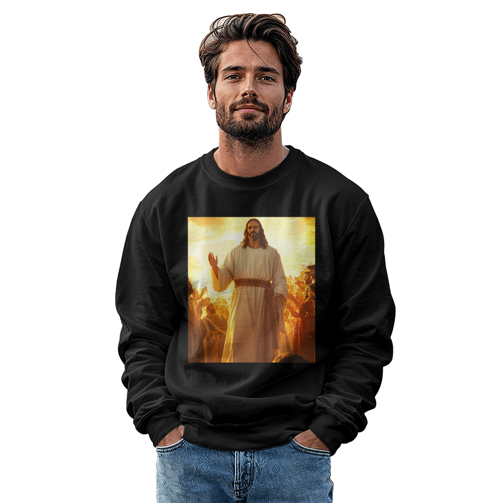 Glorious Savior Sweatshirt – Premium Cotton, Divine Presence Design, A Testament of Faith and Light