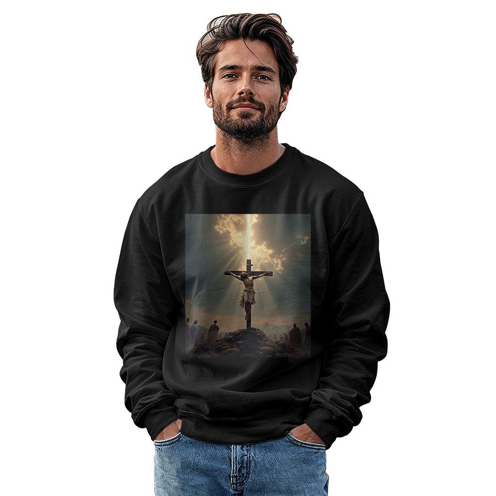 Divine Sacrifice Crewneck – Premium Cotton, Crucifixion Art, A Tribute to Faith and Redemption