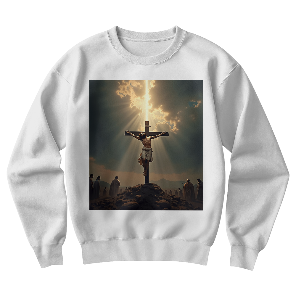 Divine Sacrifice Crewneck – Premium Cotton, Crucifixion Art, A Tribute to Faith and Redemption