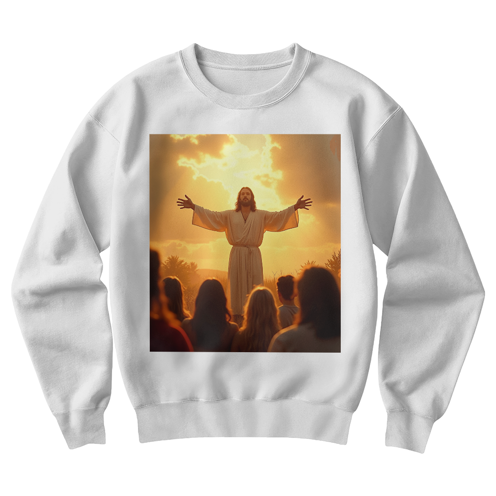 Jesus in Glory Crewneck – Super Soft Cotton, Embracing Divine Faith