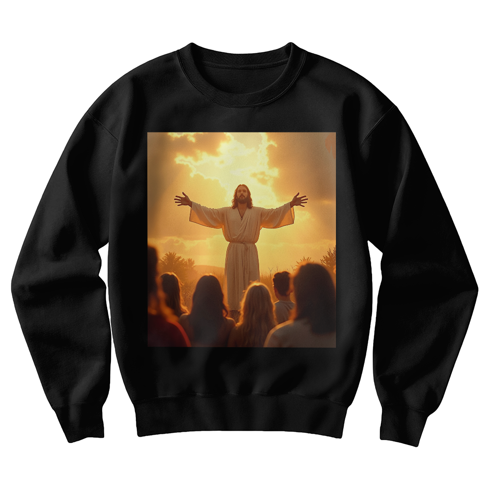 Jesus in Glory Crewneck – Super Soft Cotton, Embracing Divine Faith