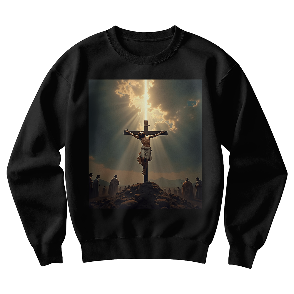 Divine Sacrifice Crewneck – Premium Cotton, Crucifixion Art, A Tribute to Faith and Redemption