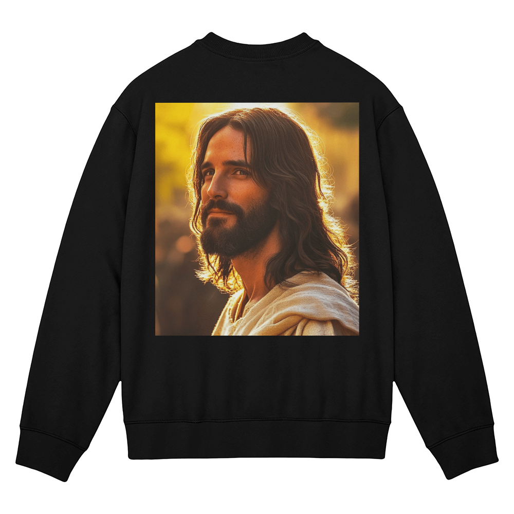 Jesus Serenity Crewneck – Premium Cotton, Gentle Savior Portrait, Embrace Peace and Faith