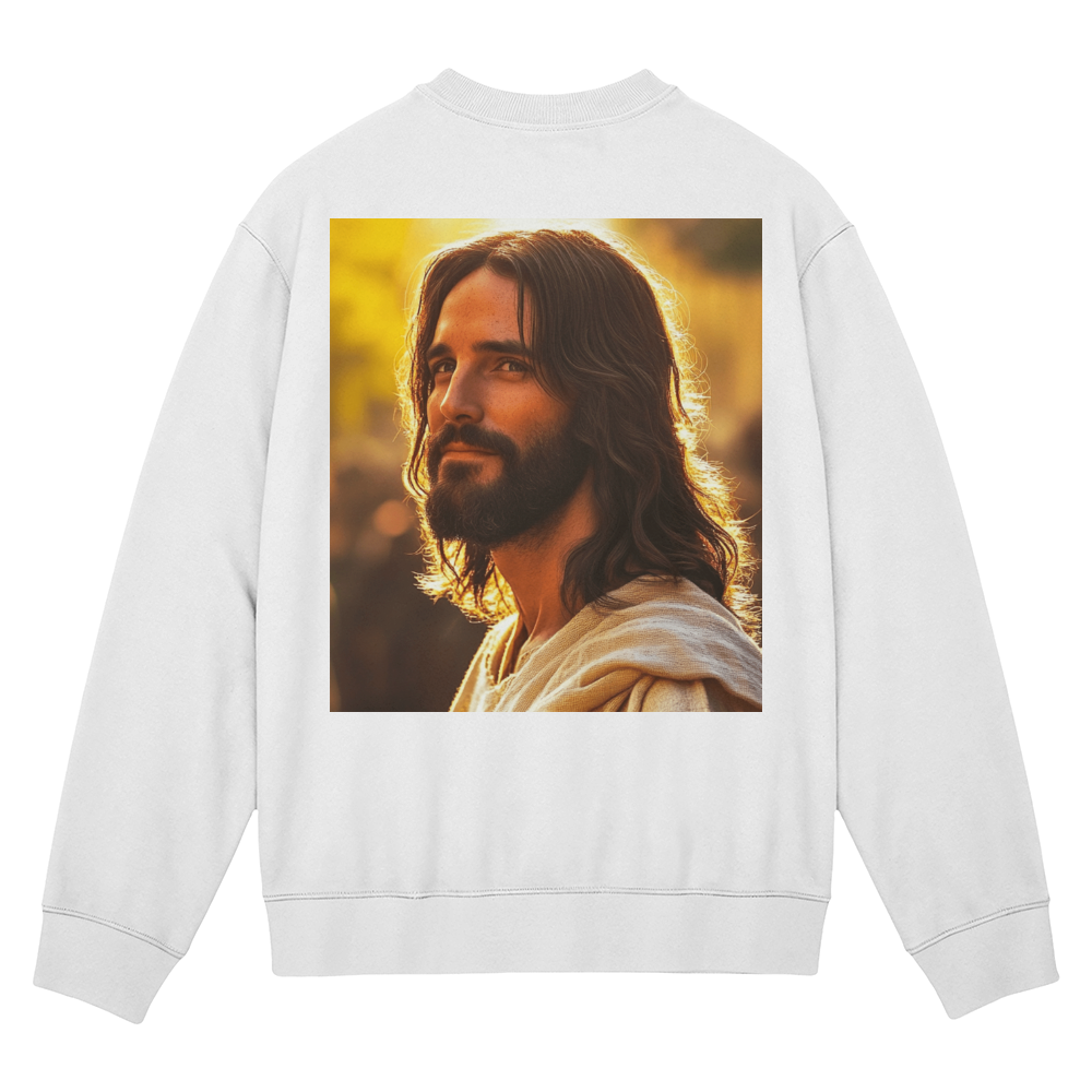 Jesus Serenity Crewneck – Premium Cotton, Gentle Savior Portrait, Embrace Peace and Faith